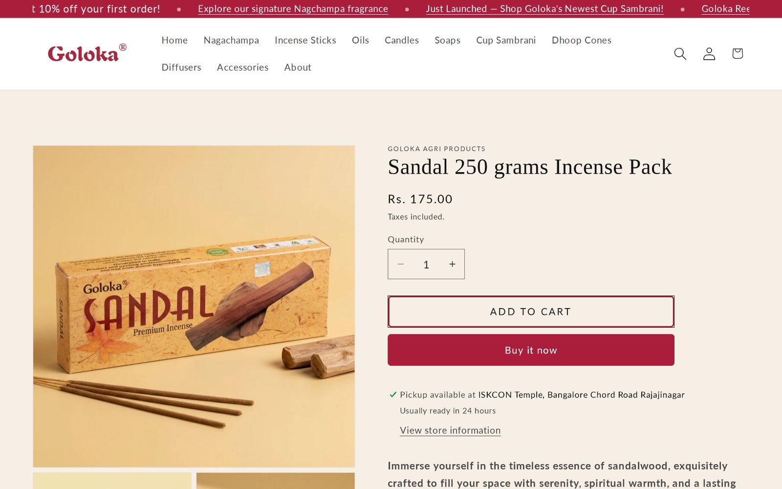 A Goloka product page on desktop.